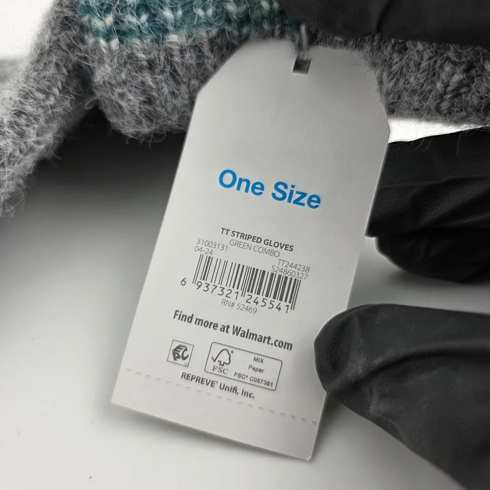 Time and Tru Striped Touchscreen Gloves Gray‎ Winter Accessory